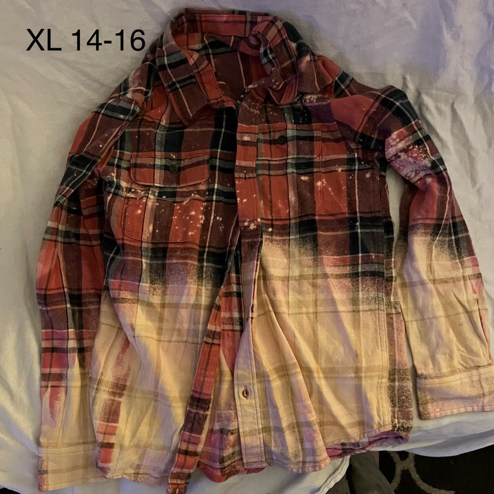 Red and Black Plaid Button-Up Shirt